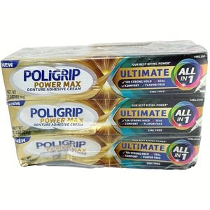 6 Pack Poligrip Power Max Ultimate All n 1 Denture Adhesive Cream No Zinc  2.2OZ
